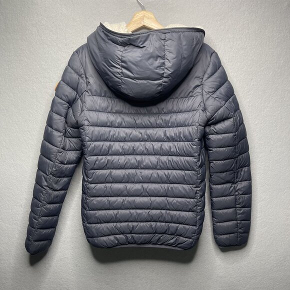 Save The Duck Kids Unisex Size 16 Gray Winter Ultra Light Puffer Jacket Sherpa - Picture 8 of 10